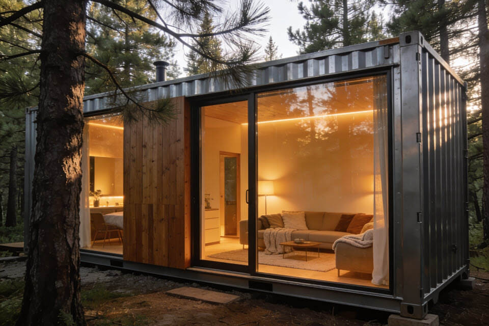 Dizajnová kontajnerová chata vhodná na prenájom alebo glamping ubytovanie v prírode